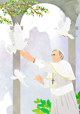 PSD 남자 종교 십자가 일러스트 한명 사람 성당 믿음 천주교 비둘기 교황 신앙심 신부님 남자한명만 국내일러스트 1 감정 종교건축 조류 남자만 파일형식