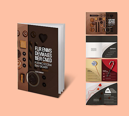 템플릿 ZIP 리플렛 발렌타인데이 사랑 팜플렛 사람없음 갈색 초콜릿 하트 인디자인 INDD 이미지템플릿 모양 감정 컬러 데이이벤트 디저트 파일형식