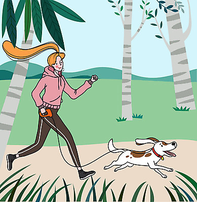 한마리 라이프스타일 공원 여자 반려견 일러스트 건강 한명 사람 취미 초록색 컬러풀 운동 산책 힐링 러닝 반려 여자한명만 국내일러스트 AI파일 1 공공시설 컬러 휴식 생활 반려동물 개 여자만 파일형식 벡터