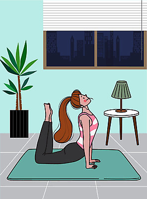 라이프스타일 여자 일러스트 요가 건강 한명 사람 취미 초록색 컬러풀 운동 힐링 여자한명만 국내일러스트 AI파일 1 웰빙 컬러 생활 여자만 파일형식 벡터