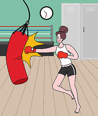 라이프스타일 여자 일러스트 건강 한명 사람 취미 컬러풀 운동 권투 권투글러브 힐링 여자한명만 국내일러스트 AI파일 1 컬러 생활 격투기 글러브 여자만 파일형식 벡터