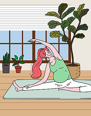 라이프스타일 여자 일러스트 요가 건강 한명 사람 취미 컬러풀 운동 임산부 힐링 임산부요가 여자한명만 국내일러스트 AI파일 1 웰빙 컬러 생활 임신 여자만 파일형식 벡터