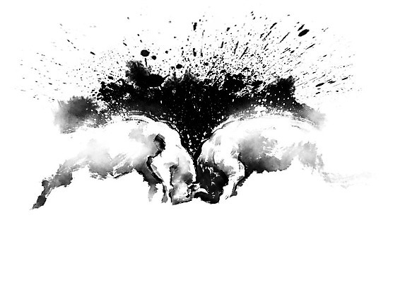 PSD 전통 두마리 일러스트 캘리그라피 붓터치 뿔 사람없음 전통놀이 힘 경쟁 소 충돌 싸움 소싸움 박치기 국내일러스트 컨셉 2 포유류 모션 놀이 파일형식