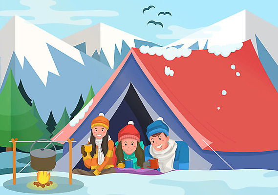 여자 남자 딸 어린이 엎드리기 분홍색 겨울 일러스트 가족 엄마 가족여행 털모자 텐트 사람 성인 세명 눈 아빠 찻잔 모닥불 겨울여행 털장갑 설산 국내일러스트 AI파일 자연요소 모자_잡화 계절 컬러 여행 장갑 관계 모션 불 날씨 잔 산 캠핑도구 파일형식 벡터