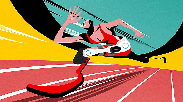 PSD 남자 과학 일러스트 한명 달리기 속도 육상선수 생체공학 의족 증강인간 외골격슈트 외골격로봇 국내일러스트 1 모션 운동선수 사람 과학기술 공학 웨어러블 파일형식