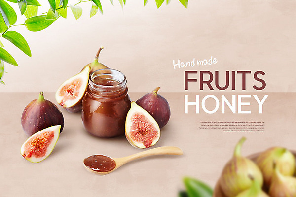 PSD 편집이미지 과일 사람없음 컬러풀 숟가락 상큼 무화과 핸드메이드 카피스페이스 과일청 무화과잼 수제청 이미지편집 음식 컬러 수저 공백 잼 파일형식