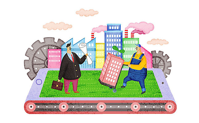 PSD 구름 남자 일러스트 비즈니스 공장 성공 노동자 협상 사람 빌딩 두명 스마트폰 컬러풀 기계 카트 직장인 비즈니스맨 톱니바퀴 화합 노사화합 남자만 국내일러스트 자연요소 직업 컬러 컨셉 공업 건물 핸드폰 스마트기기 파일형식