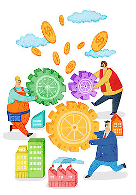 PSD 구름 여자 남자 일러스트 비즈니스 공장 성공 노동자 협상 사람 빌딩 세명 컬러풀 직장인 비즈니스맨 비즈니스우먼 톱니바퀴 화합 노사화합 맞추기 국내일러스트 자연요소 직업 컬러 컨셉 공업 모션 건물 파일형식