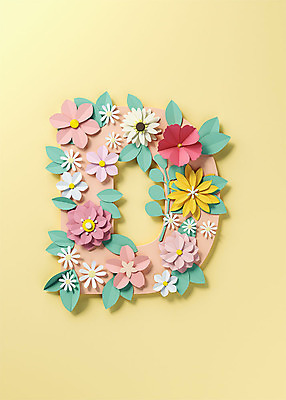 PSD 편집이미지 알파벳 영어 꽃 백그라운드 잎 대문자 타이포그라피 사람없음 노란색 3D소스 3D 페이퍼아트 디지털합성 오브젝트 D 편집소스 편집3D 식물 문자 컬러 파일형식