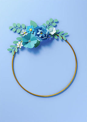 PSD 편집이미지 꽃 백그라운드 잎 사람없음 파란색 3D소스 3D 페이퍼아트 디지털합성 오브젝트 원형프레임 꽃프레임 편집소스 편집3D 식물 컬러 프레임 원형 파일형식