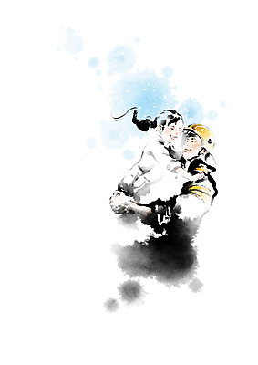 PSD 여자 남자 어린이 일러스트 캘리그라피 안기 붓터치 사람 소녀 구출 소방관 번짐 희생 영웅 구조대 국내일러스트 모션 도움 구조원 소방 파일형식 효과