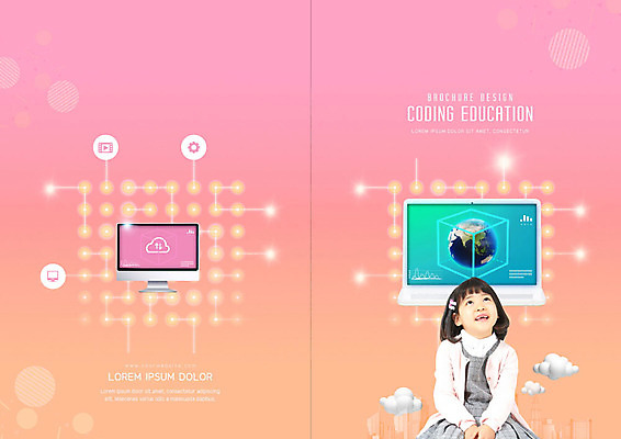 PSD 템플릿 표지디자인 북디자인 출판디자인 여자 교육 표지 지구 어린이 리플렛 분홍색 북커버 한명 미소 사람 소녀 팜플렛 노트북 한국인 즐거움 컴퓨터교육 소녀한명만 코딩 이미지템플릿 1 감정 컬러 표정 동양인 전자제품 여자한명만 소녀만 파일형식