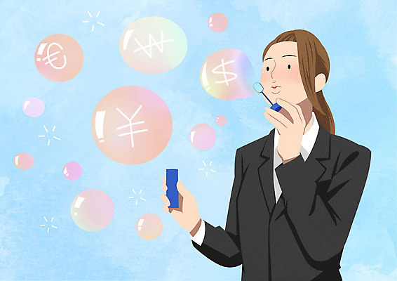 PSD 여자 일러스트 비즈니스 직장 한명 사람 성인 경제 직장인 비즈니스우먼 화폐기호 비눗방울 불기 성인여자한명만 국내일러스트 직업 1 기호 회사 모션 화폐 여자한명만 성인여자만 파일형식