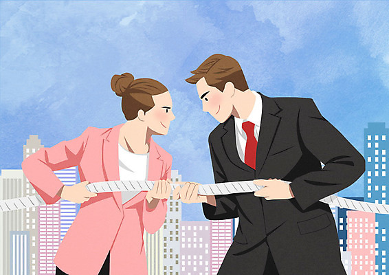 PSD 여자 남자 일러스트 비즈니스 직장 사람 성인 두명 경제 경쟁 직장인 비즈니스맨 비즈니스우먼 줄다리기 성인만 국내일러스트 직업 컨셉 회사 놀이 파일형식