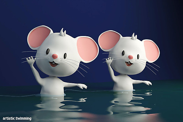 PSD 편집 편집이미지 스포츠 동물캐릭터 백그라운드 올림픽 두마리 3D캐릭터 사람없음 3D 귀여움 경쟁 쥐띠 쥐 남색 디지털합성 즐거움 쥐캐릭터 수중발레 흰쥐 2020년 경자년 편집3D 동물 캐릭터 감정 컬러 컨셉 2 십이지신 설치류 연도 수중스포츠 파일형식