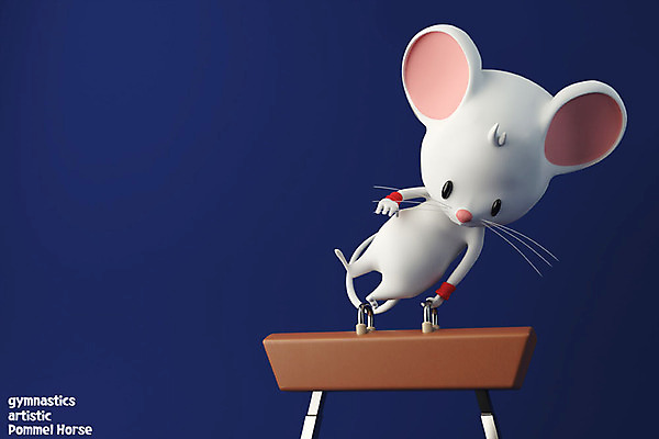 PSD 편집 편집이미지 한마리 스포츠 동물캐릭터 백그라운드 올림픽 3D캐릭터 사람없음 3D 귀여움 경쟁 쥐띠 쥐 남색 디지털합성 즐거움 체조 쥐캐릭터 도마체조 흰쥐 2020년 경자년 편집3D 동물 캐릭터 1 감정 컬러 컨셉 운동 십이지신 설치류 연도 파일형식