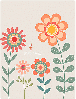 식물 꽃 여러송이 백그라운드 일러스트 봄꽃 상상 추상 따뜻함 사람없음 봄 베이지색 봄배경 국내일러스트 AI파일 계절 컬러 다수 무늬 파일형식 벡터