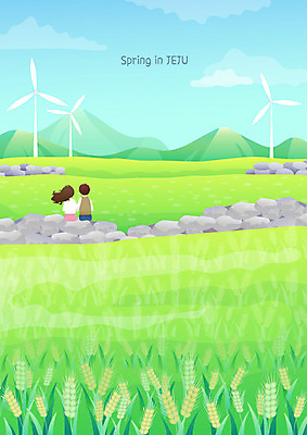 커플 여자 남자 여행 백그라운드 데이트 일러스트 사람 풍경 두명 컬러풀 제주도 봄 산책 트래킹 우도 청보리밭 둘레길 한달살기 봄배경 국내일러스트 AI파일 라이프스타일 계절 길 컬러 섬 밭 관계 레저 휴식 한국 파일형식 벡터