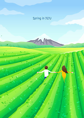 커플 여자 남자 여행 백그라운드 데이트 일러스트 사람 풍경 두명 컬러풀 제주도 봄 산책 트래킹 녹차 녹차밭 둘레길 한달살기 봄배경 국내일러스트 AI파일 라이프스타일 계절 길 컬러 밭 관계 레저 휴식 한국 차_음료 파일형식 벡터