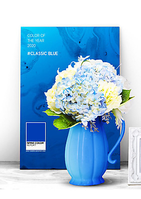 PSD 편집이미지 꽃 포스터 액자 백그라운드 사람없음 꽃병 클래식블루 트렌드컬러 이미지편집 식물 컬러 파란색 파일형식 트랜드컬러