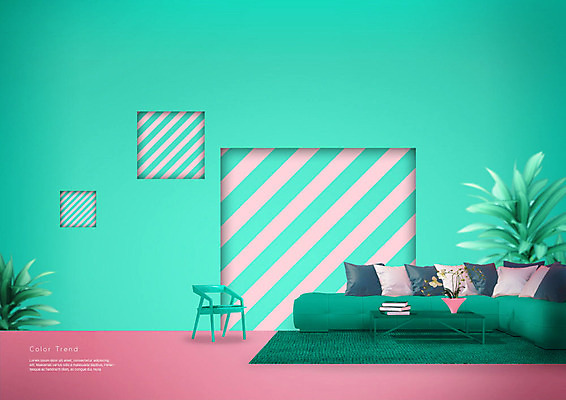 PSD 식물 편집이미지 화분 가구 백그라운드 의자 사람없음 인테리어 소파 줄무늬 민트색 네오민트 트렌드컬러 이미지편집 디자인 컬러 생활용품 무늬 파일형식