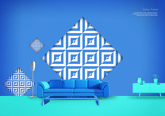 PSD 편집이미지 가구 백그라운드 무늬 사람없음 파란색 인테리어 소파 스탠드 클래식블루 트렌드컬러 이미지편집 디자인 컬러 생활용품 의자 조명 파일형식 트랜드컬러