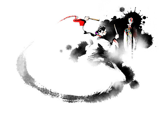 PSD 한국전통 전통 여자 예술 연주 일러스트 캘리그라피 붓터치 한명 사람 댄서 춤 한복 번짐 북채 북춤 율동 여자한명만 국내일러스트 직업 1 음악 문화예술 한국 전통의상 여자만 파일형식 효과