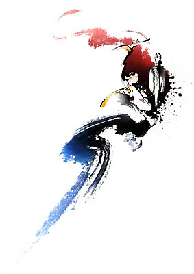 PSD 한국전통 전통 여자 예술 연주 일러스트 캘리그라피 붓터치 한명 사람 댄서 춤 한복 번짐 북춤 율동 여자한명만 국내일러스트 직업 1 음악 문화예술 한국 전통의상 여자만 파일형식 효과