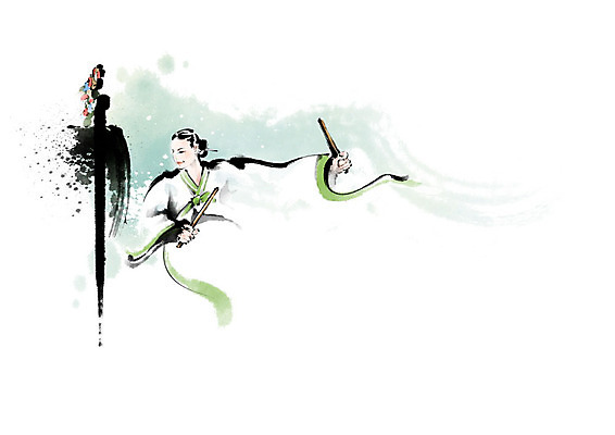 PSD 한국전통 전통 여자 예술 연주 일러스트 캘리그라피 붓터치 한명 사람 댄서 춤 한복 저고리 번짐 북춤 율동 여자한명만 국내일러스트 직업 1 음악 문화예술 한국 전통의상 여자만 파일형식 효과