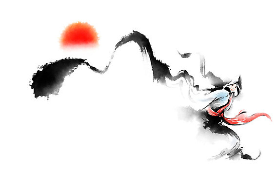 PSD 한국전통 전통 여자 예술 포즈 일러스트 캘리그라피 붓터치 산 한명 사람 태양 춤 한복 번짐 소매 비구니 승무 율동 여자한명만 국내일러스트 자연요소 1 문화예술 한국 전통의상 전통공연 전통무용 여자만 파일형식 효과