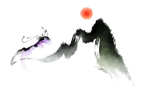 PSD 한국전통 전통 여자 예술 포즈 일러스트 캘리그라피 붓터치 산 한명 태양 춤 한복 번짐 소매 비구니 승무 율동 여자한명만 국내일러스트 자연요소 1 문화예술 한국 사람 전통의상 전통공연 전통무용 여자만 파일형식 효과