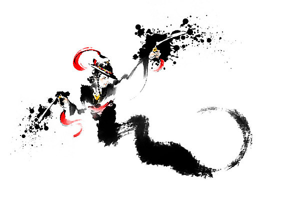 PSD 한국전통 전통 여자 예술 일러스트 캘리그라피 붓터치 한명 춤 한복 번짐 율동 칼춤 여자한명만 국내일러스트 1 문화예술 한국 사람 전통의상 여자만 파일형식 효과