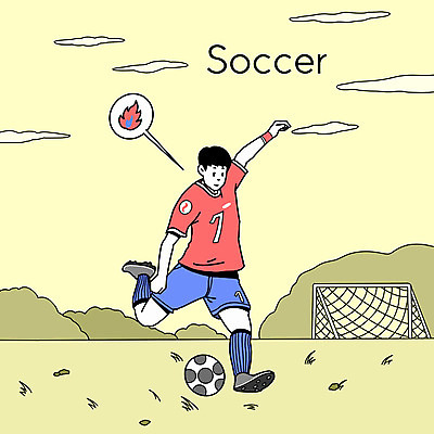 PSD 라이프스타일 남자 일러스트 축구공 건강 한명 사람 취미 빨간색 운동 노란색 축구 운동장 열정 동호회 남자한명만 국내일러스트 1 감정 컬러 공 축구용품 스포츠시설 생활 구기 공간 남자만 파일형식