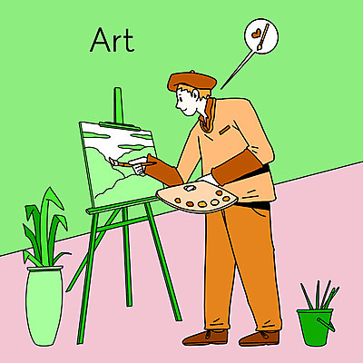 PSD 라이프스타일 남자 분홍색 일러스트 미술 한명 사람 취미 초록색 그리기 그림 동호회 남자한명만 국내일러스트 1 컬러 모션 문화예술 생활 남자만 파일형식