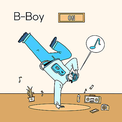 PSD 라이프스타일 남자 일러스트 한명 사람 취미 운동 갈색 춤 비보이 동호회 민트색 남자한명만 국내일러스트 1 컬러 문화예술 건강 생활 남자만 파일형식