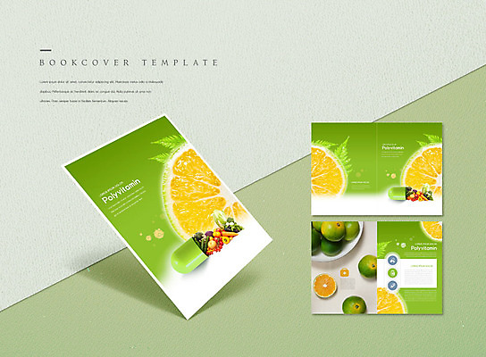 PSD 템플릿 표지디자인 북디자인 출판디자인 표지 ZIP 내지 리플렛 채소 북커버 귤 팜플렛 사람없음 초록색 알약 유기농 비타민 이미지템플릿 웰빙 컬러 과일 약 영양소 파일형식
