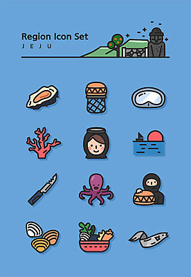 아이콘 여자 바다 조개 한국 사람 두명 파란색 세트 제주도 칼 산호 물안경 해산물 라인아이콘 문어 해녀 갈치 2D아이콘 AI파일 직업 아시아 컬러 어패류 연체동물 어류 수중동물 자포동물 수영용품 파일형식 벡터