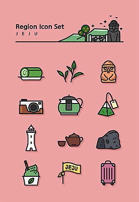 아이콘 분홍색 여행 아이스크림 한국 등대 사람없음 세트 제주도 카메라 캐리어 찻주전자 녹차 라인아이콘 롤케이크 현무암 2D아이콘 AI파일 아시아 컬러 주전자 디저트 차_음료 전자제품 케이크 여행가방 화산암 파일형식 벡터