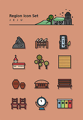 나무 아이콘 거리 한국 사람없음 세트 제주도 갈색 항아리 라인아이콘 비자림 섭지코지 만장굴 산굼부리 이중섭 2D아이콘 AI파일 식물 아시아 컬러 도자기 화가 파일형식 벡터