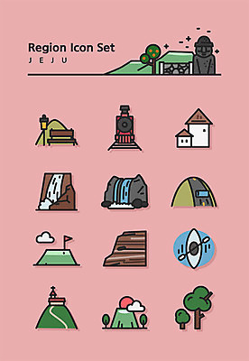 나무 아이콘 도로 분홍색 산 한국 해변 사람없음 관광지 세트 제주도 폭포 라인아이콘 카누 섭지코지 성산일출봉 용머리해안 증기기관차 2D아이콘 AI파일 식물 아시아 길 바다 컬러 여행 교통시설 자연 기차 수상스포츠 서귀포 파일형식 벡터