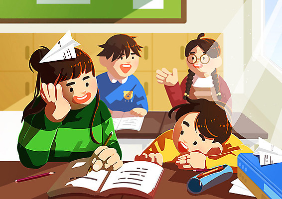 PSD 학생 여자 남자 초등학생 어린이 일러스트 창문 교실 알림판 사람 소녀 소년 여러명 책 친구 연필 커튼 사물함 종이비행기 책상 즐거움 신학기 필통 어린이만 국내일러스트 교육 감정 가구 다수 학교 관계 학용품 필기구 종이접기 파일형식