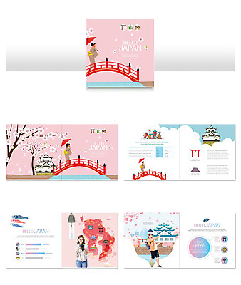 템플릿 여자 남자 ZIP 리플렛 분홍색 여행 사람 팜플렛 20대 성인 두명 일본 한국인 벚꽃 일본여행 즐거움 가교 성인만 인디자인 INDD 이미지템플릿 건축물 꽃 감정 아시아 컬러 해외여행 동양인 청년 파일형식