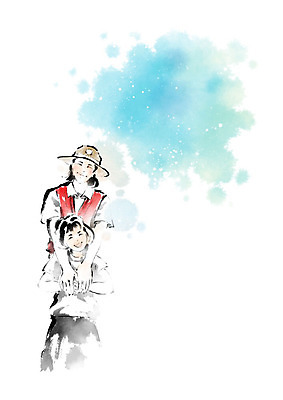 PSD 모자 여자 어린이 일러스트 캘리그라피 붓터치 함께함 소녀 도움 자원봉사자 번짐 여자만 구호활동 국내일러스트 잡화 컨셉 사람 파일형식 효과