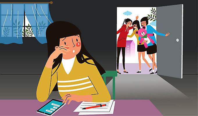 구름 여자 종이 일러스트 창문 주택 사람 소녀 여러명 친구 스마트폰 펜 문 커튼 예방 위로 자살예방 여자만 소녀만 국내일러스트 AI파일 자연요소 어린이 다수 관계 건물 핸드폰 스마트기기 필기구 어린이만 파일형식 벡터