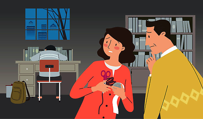 여자 남자 가방 일러스트 창문 가족 책장 가위 사람 세명 쓰레기통 끈 위험물 책상 예방 자살예방 치우기 국내일러스트 AI파일 잡화 가구 관계 모션 문구용품 위험 파일형식 벡터