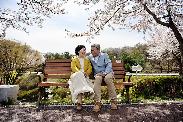 포토 JPG 주간 전신 공원 여자 할아버지 노년 남자 행복 할머니 벤치 데이트 휴식 미소 앉기 야외 두명 앞모습 노부부 다정 봄 산책 한국인 벚꽃 60대 70대 동반자 노인만 국내포토 자연요소 부부 계절 공공시설 꽃 감정 뷰포인트 컨셉 의자 모션 표정 사람 동양인 성인 성인만 파일형식
