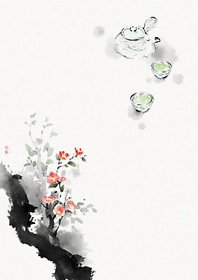 PSD 꽃 잎 일러스트 캘리그라피 붓터치 풍경 사람없음 바위 대접 차 찻잔 번짐 반가움 국내일러스트 식물 감정 음료 잔 돌_바위 파일형식 효과