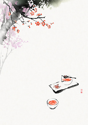 PSD 나무 접시 꽃 잎 일러스트 캘리그라피 붓터치 풍경 사람없음 나뭇가지 대접 차 찻잔 동양화 나무기둥 번짐 반가움 국내일러스트 식물 식기 감정 음료 잔 미술 파일형식 효과