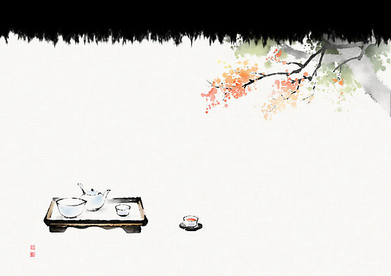 PSD 나무 접시 잎 일러스트 캘리그라피 붓터치 쟁반 풍경 사람없음 나뭇가지 대접 기둥 차 찻잔 동양화 번짐 반가움 국내일러스트 식물 식기 건축 감정 음료 잔 미술 파일형식 효과