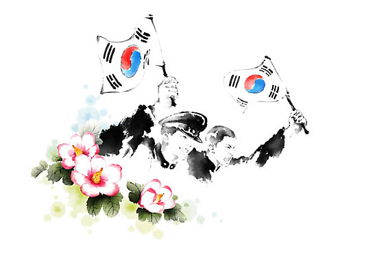 PSD 학생 남자 교복 남학생 일러스트 캘리그라피 붓터치 들기 사람 두명 태극기 민주주의 번짐 무궁화 혁명 남자만 4.19혁명기념일 학생운동 국내일러스트 옷 꽃 컨셉 모션 국기 투쟁 파일형식 법정기념일 효과